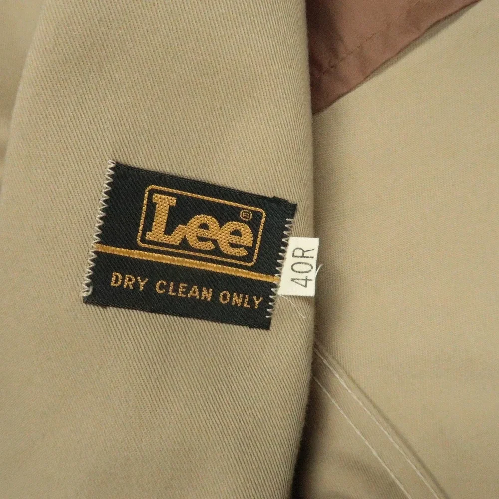 Lee Blazer Mens 40R Khaki Sport Coat Two Button‎ Patch Pockets Brass Buttons VTG